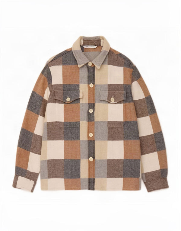 Camisa masculina de flanela Zara grande algodão xadrez multicolorido