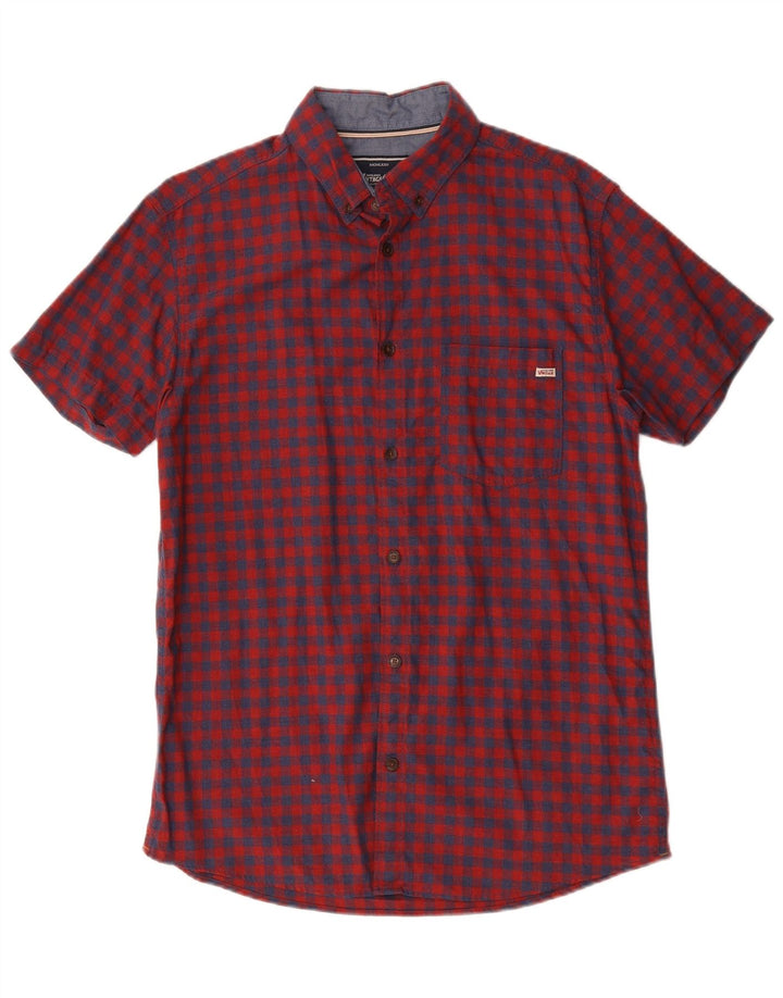 Camisa masculina de manga curta Jack & Jones grande algodão vermelho guingão