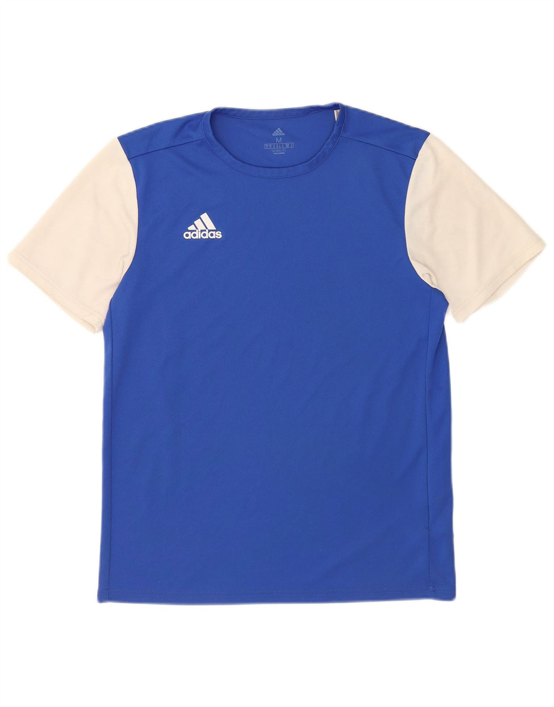 Adidas Mens Climalite Camiseta Top Médio Azul Colourblock Poliéster