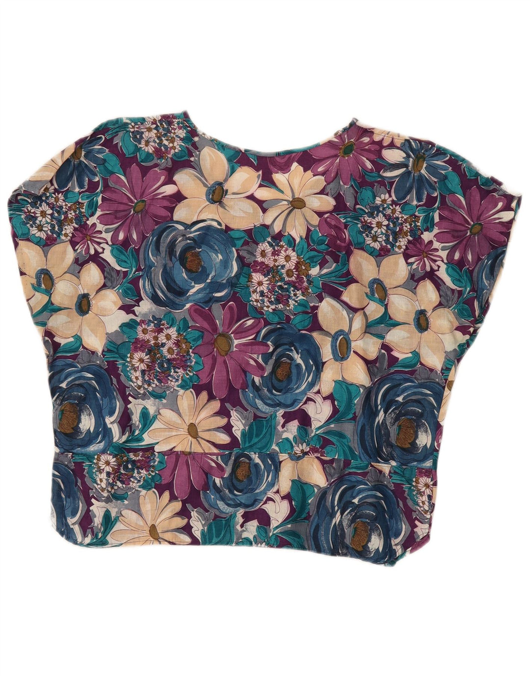 Blusa cropped feminina VINTAGE UK 14 médio floral multicolorido