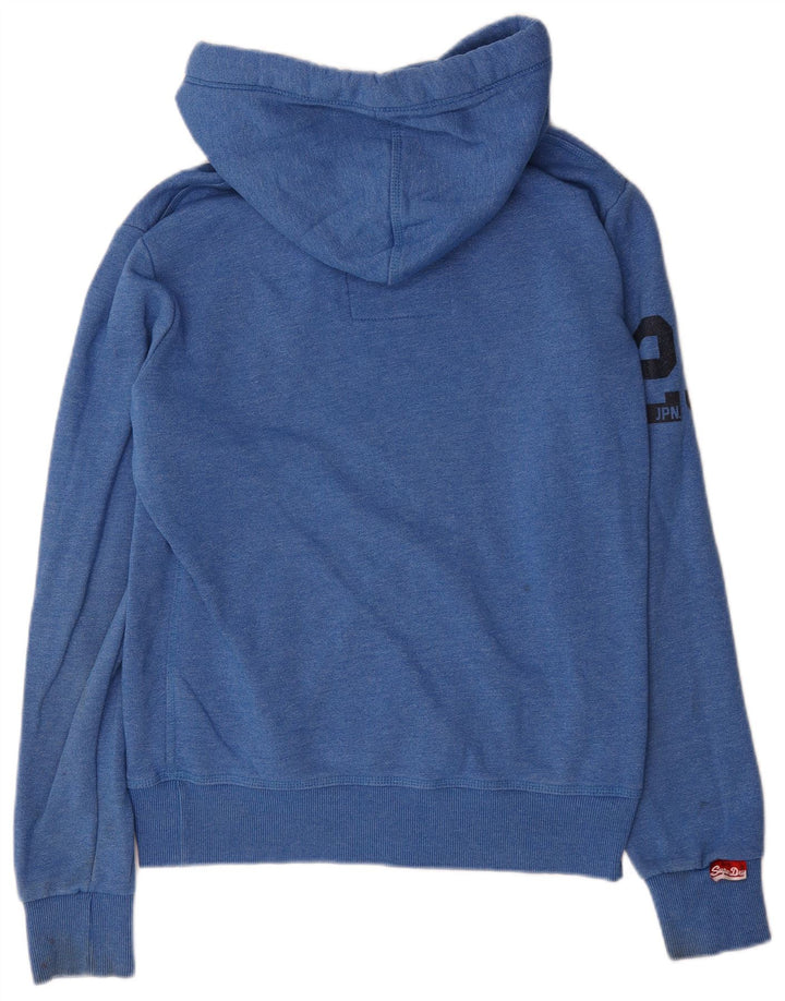 Suéter Superdry masculino com capuz gráfico azul médio algodão