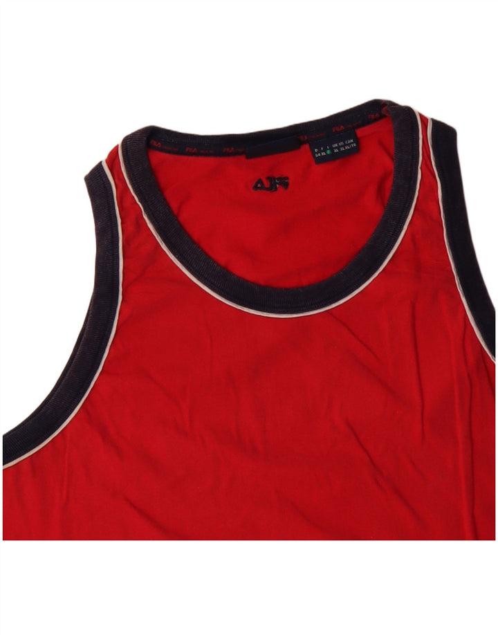 FILA Mens Colete Top XL Algodão Vermelho