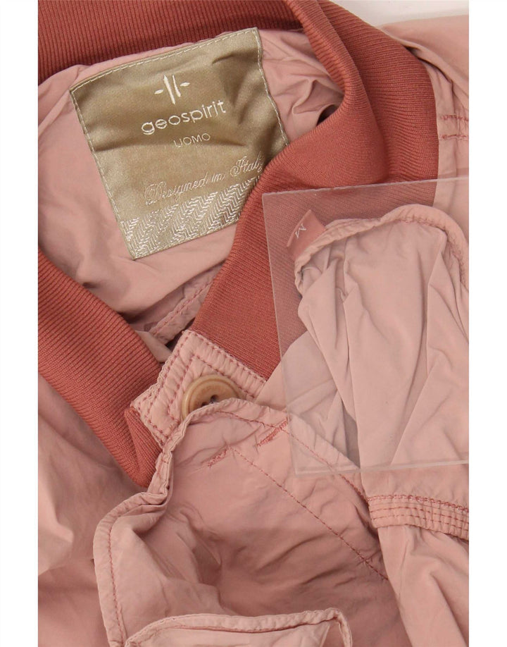Jaqueta bomber masculina Geospirit UK 38 bloco colorido rosa médio
