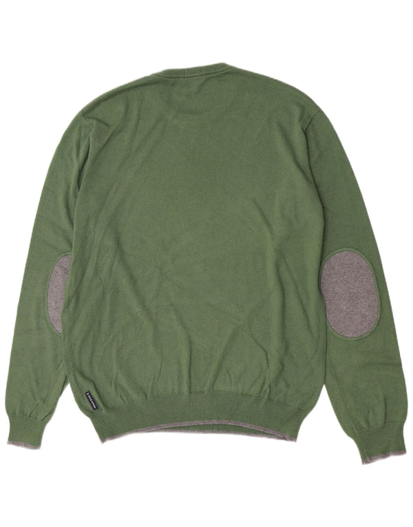 Suéter masculino Armani Jeans de ajuste regular com gola redonda XL algodão verde