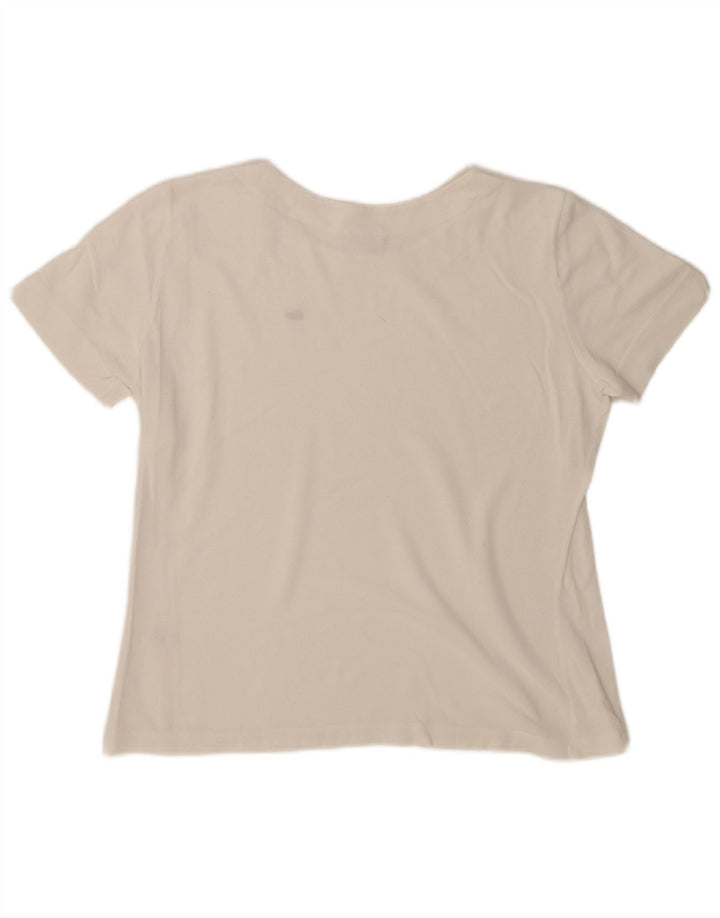 Camiseta feminina Lacoste tamanho superior 46 XL algodão branco