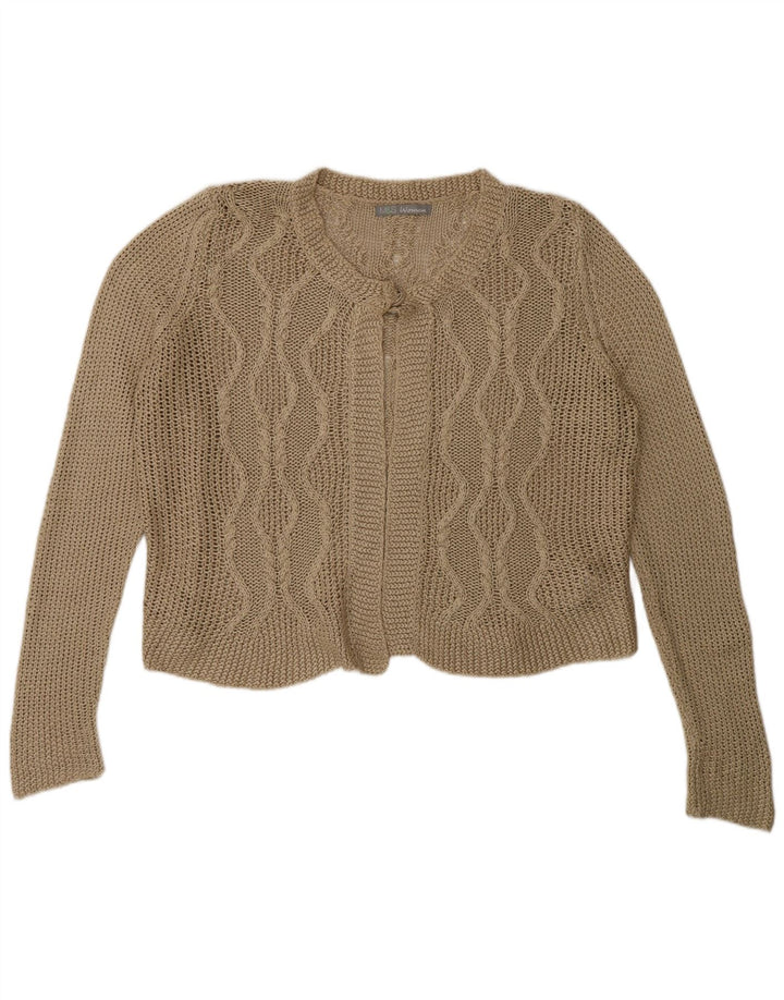 Suéter cardigã feminino grande Marks & Spencer Reino Unido 16 grande bege acrílico