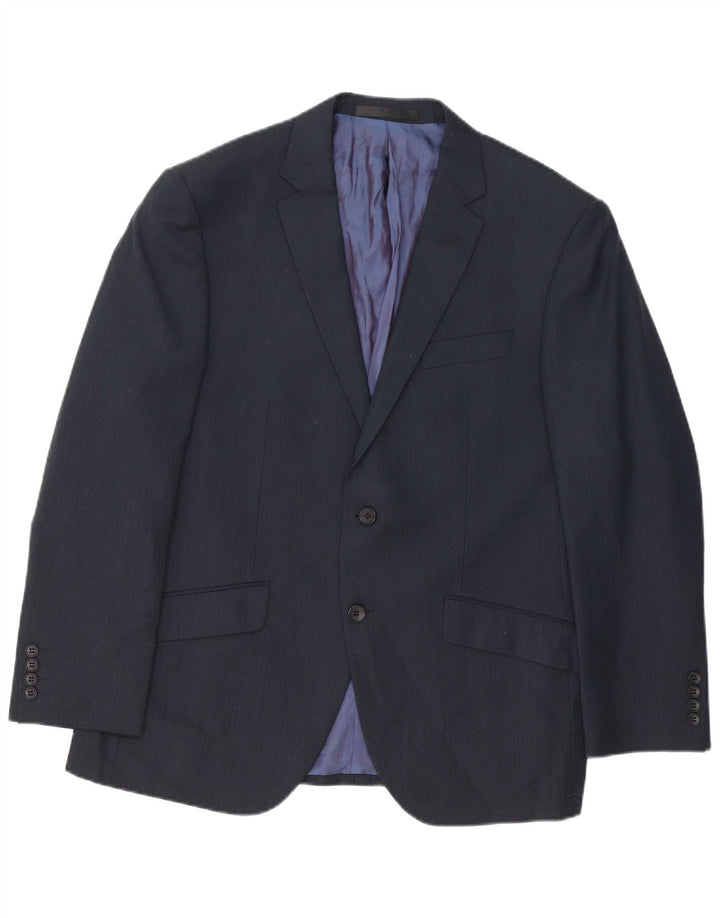 Jaqueta blazer masculina de 2 botões Marks & Spencer Reino Unido 42 grande lã azul marinho