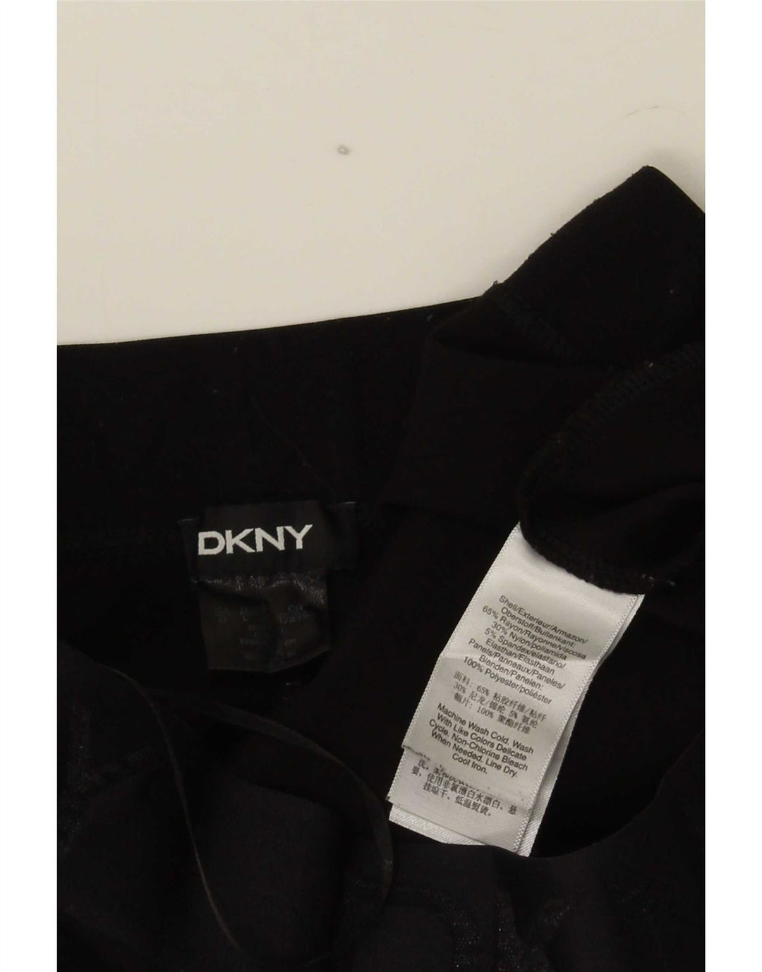 Calça feminina cortada gráfica Dkny grande W32 L24 preto rayon