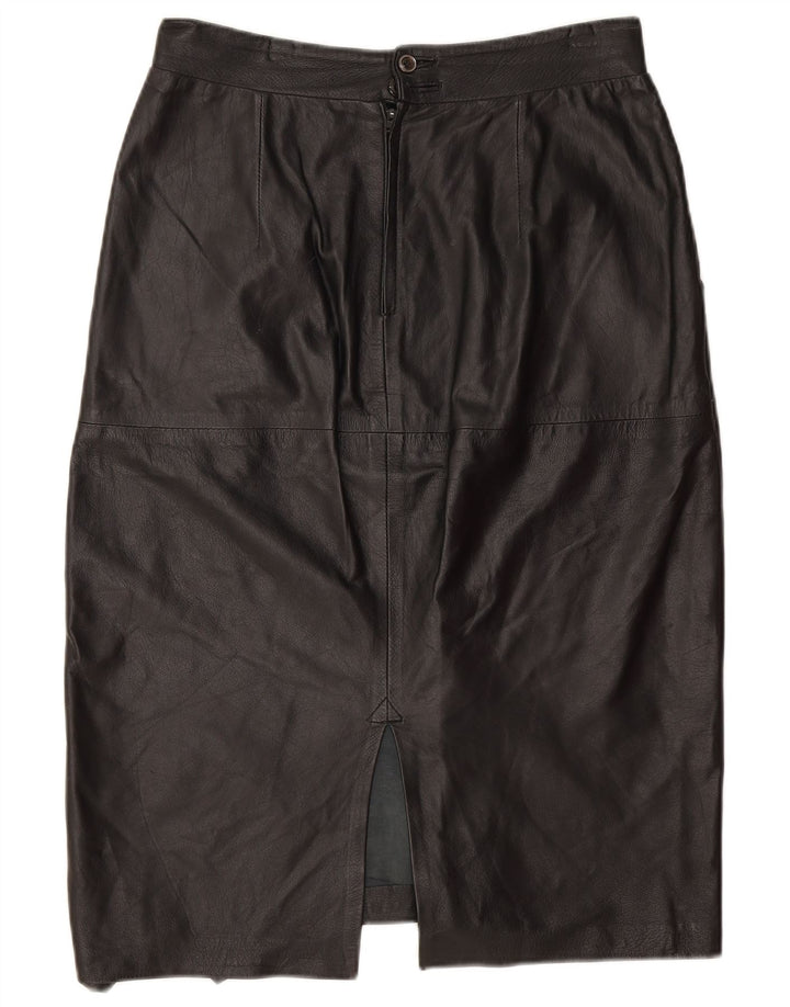 Saia de couro feminina vintage W30 média preta