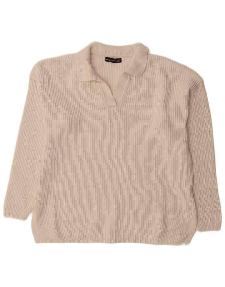 Marks & Spencer feminino oversized UK 14 médio algodão branco