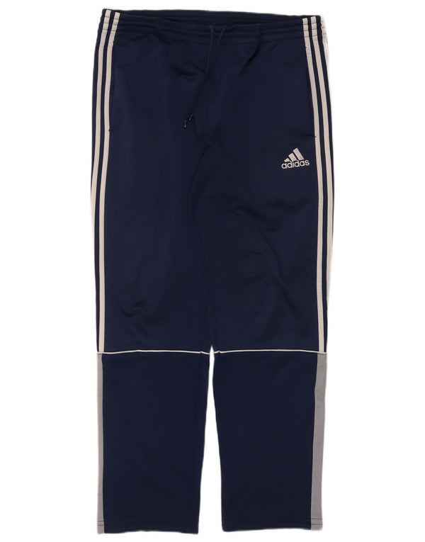Calça de treino masculina Adidas UK 36/38 pequena azul marinho colorblock