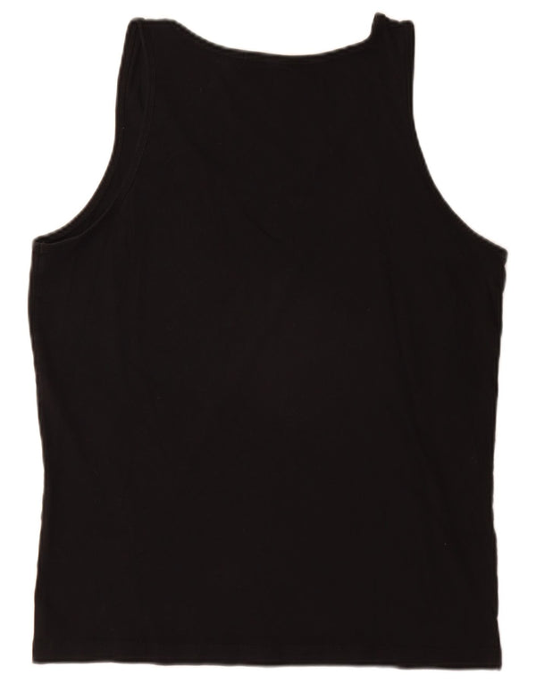 Calvin Klein Jeans feminino colete gráfico top UK 16 grande algodão preto