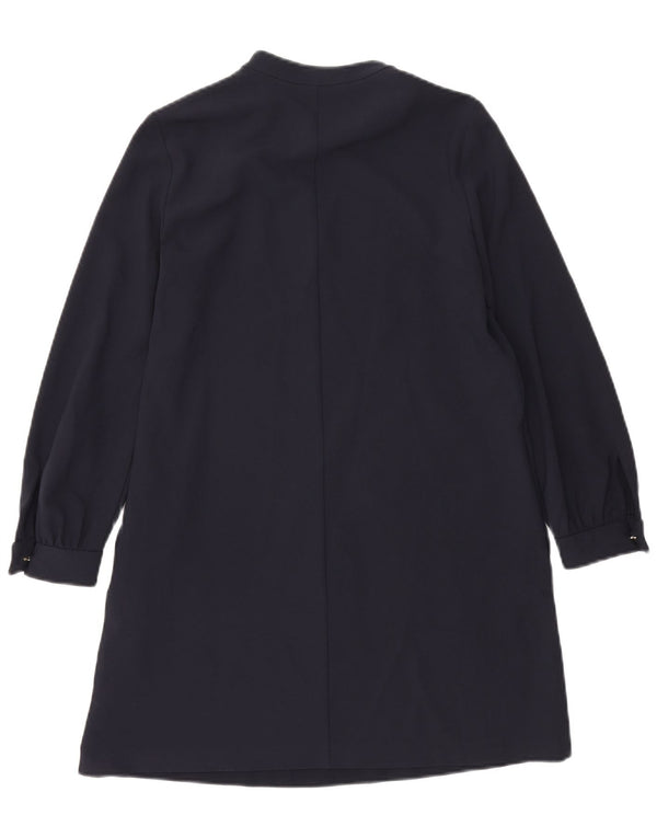 Vestido feminino ZARA manga comprida linha A UK 6 XS azul marinho