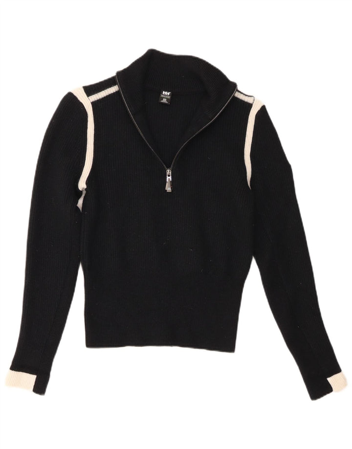 Suéter feminino Helly Hansen com zíper e gola em bloco colorido preto pequeno Reino Unido 10