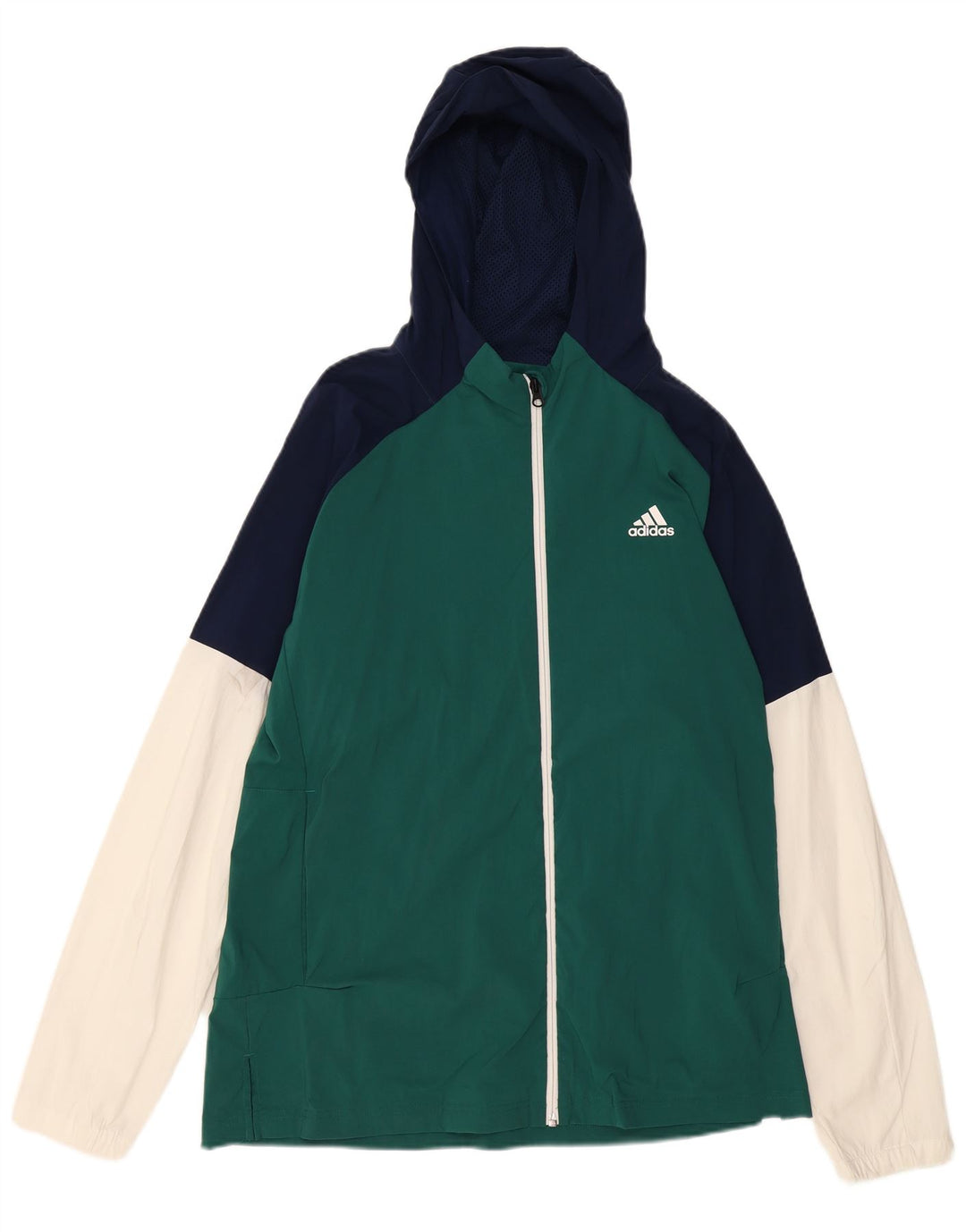 ADIDAS Mens Hooded Tracksuit Top Jacket Grande Verde Colourblock Nylon