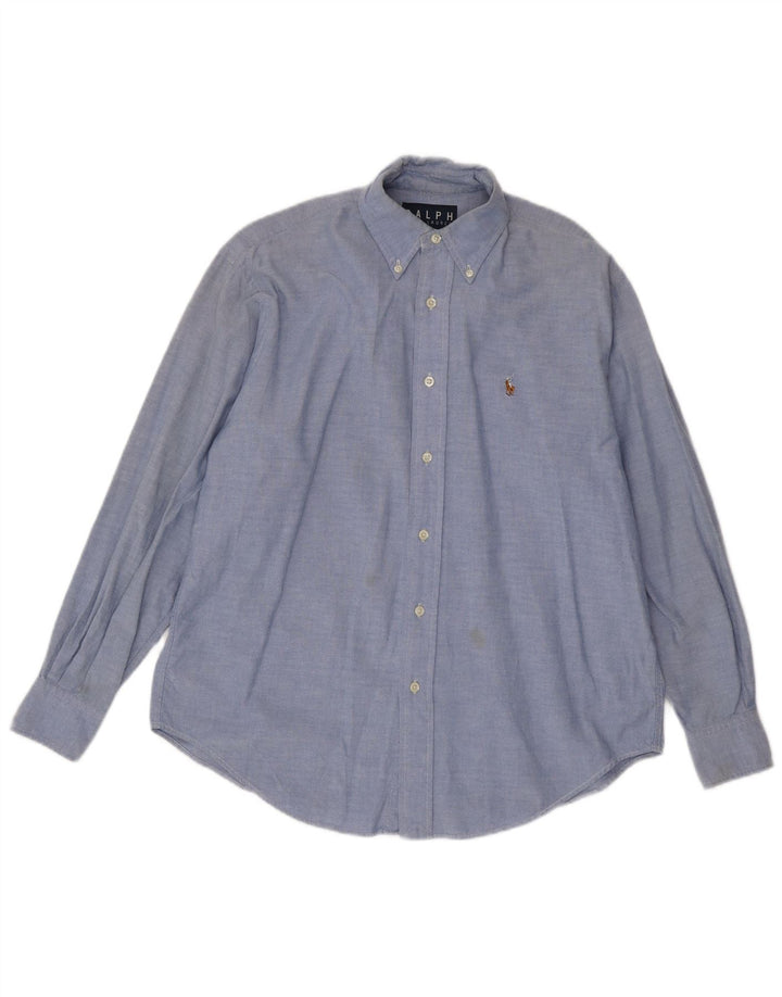 Camisa feminina POLO RALPH LAUREN EUA 8 algodão azul médio