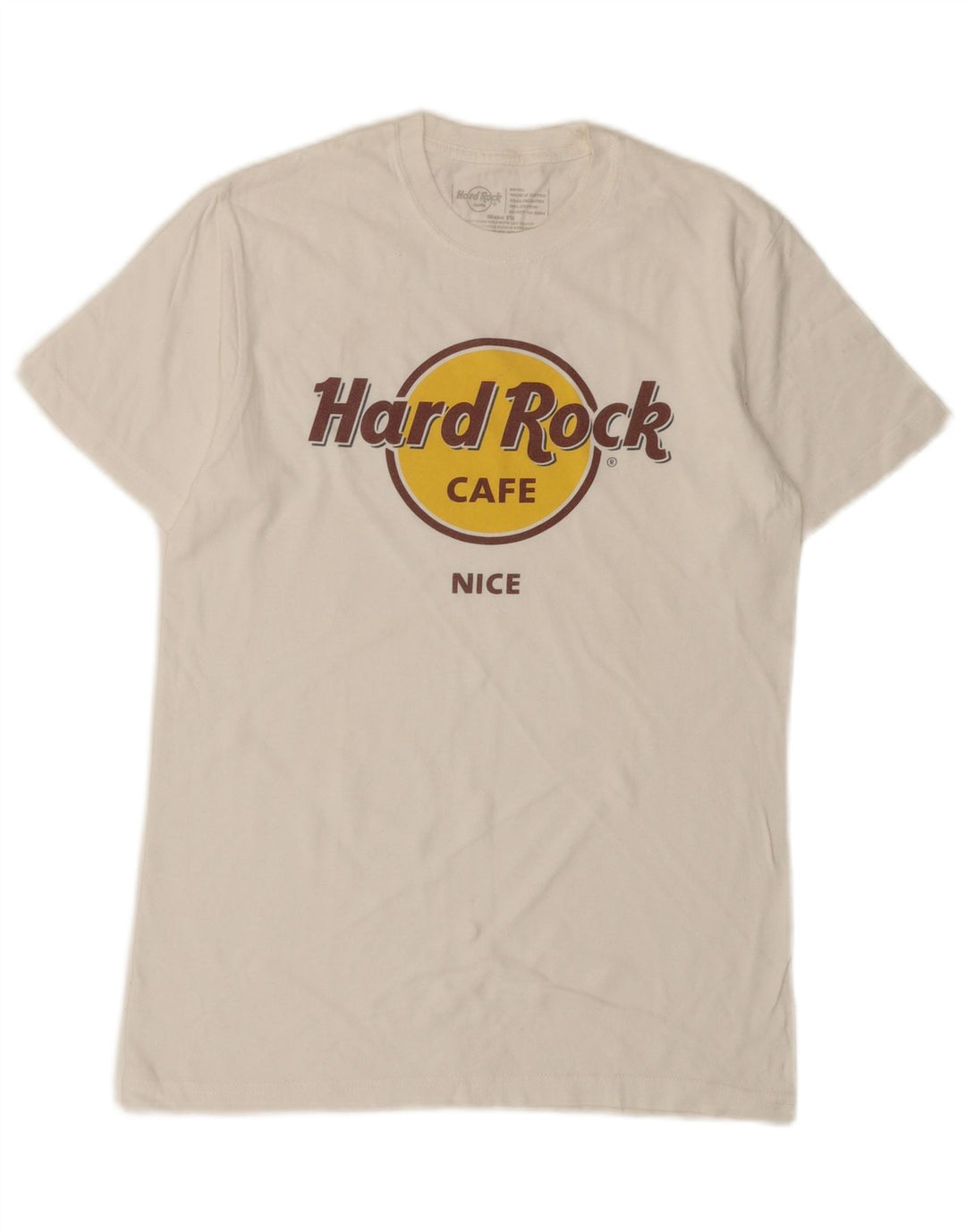 Camiseta masculina com estampa agradável do Hard Rock Cafe, top pequeno de algodão branco