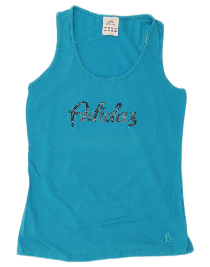 Adidas Womens Graphic Vest Top UK 14 Médio Azul