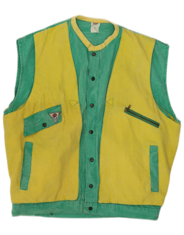 Zip Mens Utility Gilet UK 36 pequeno algodão colorblock verde