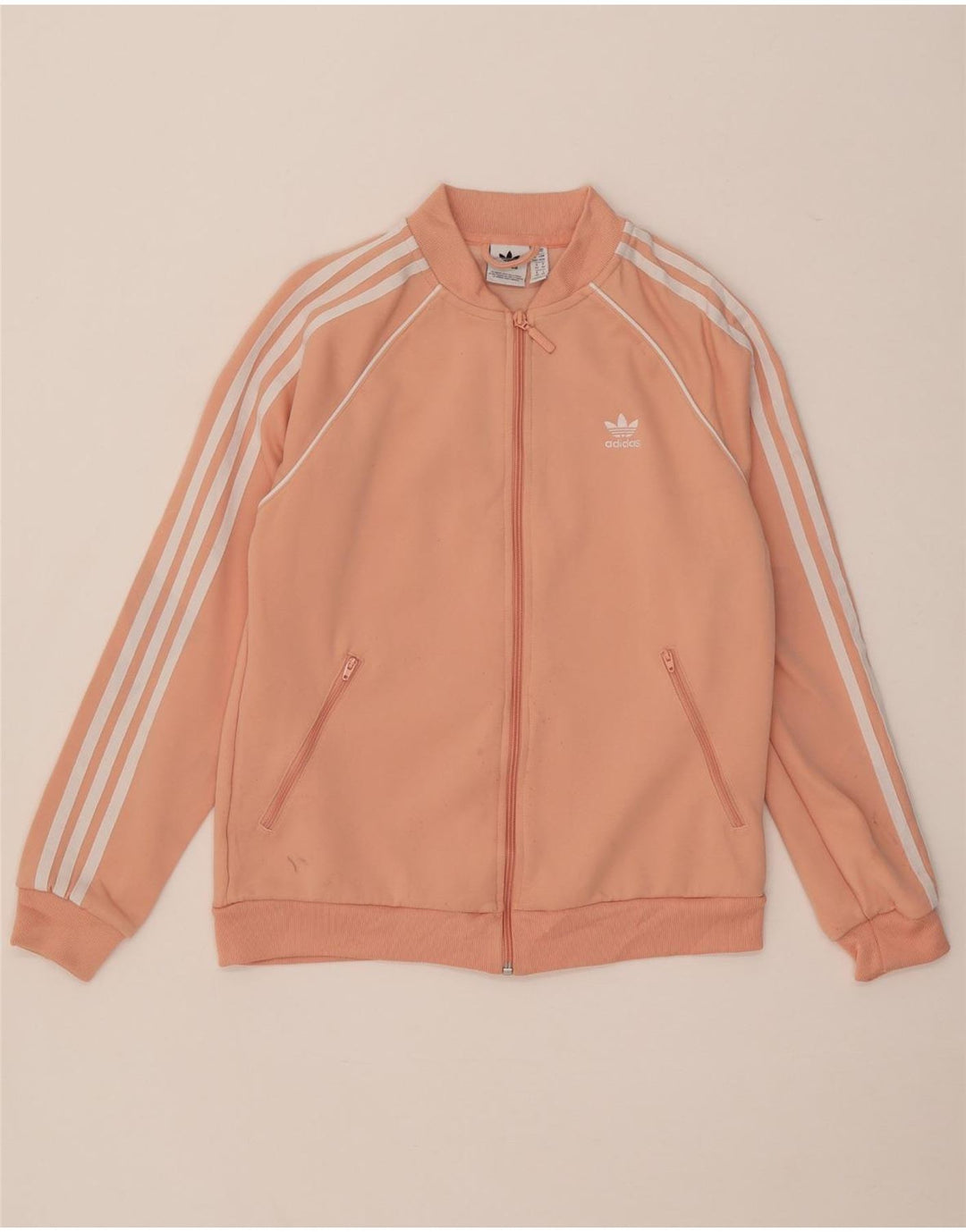 ADIDAS Womens Tracksuit Top Jacket UK 14 Médio Rosa Poliéster