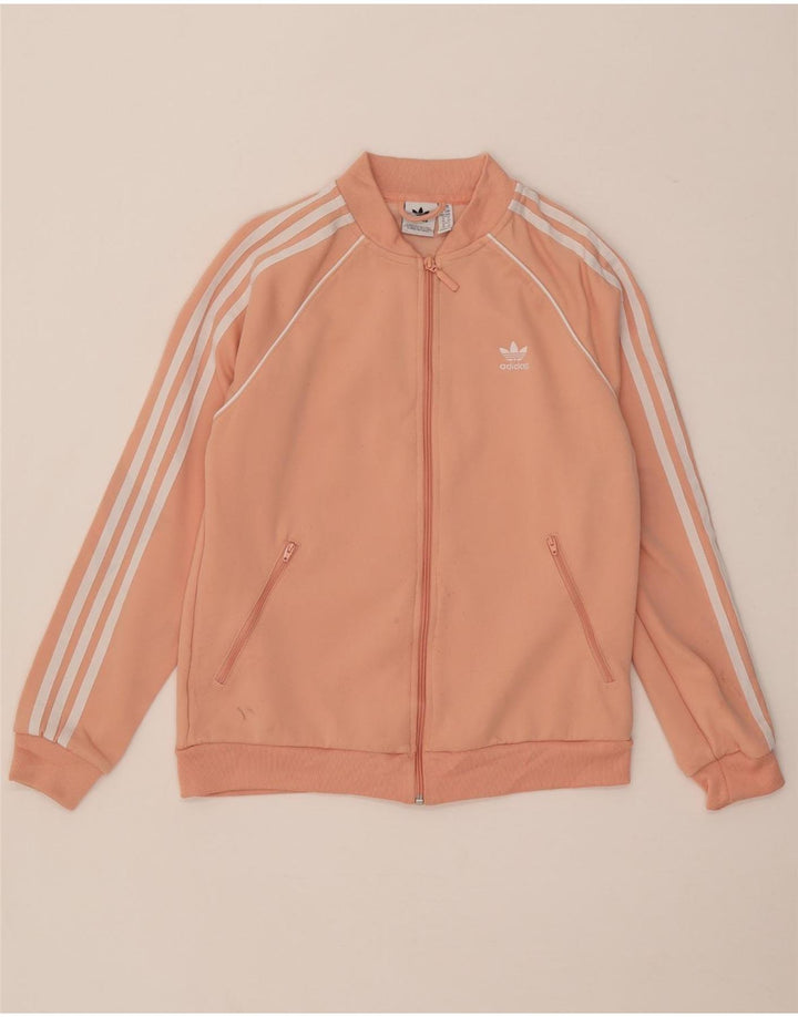 ADIDAS Womens Tracksuit Top Jacket UK 14 Médio Rosa Poliéster