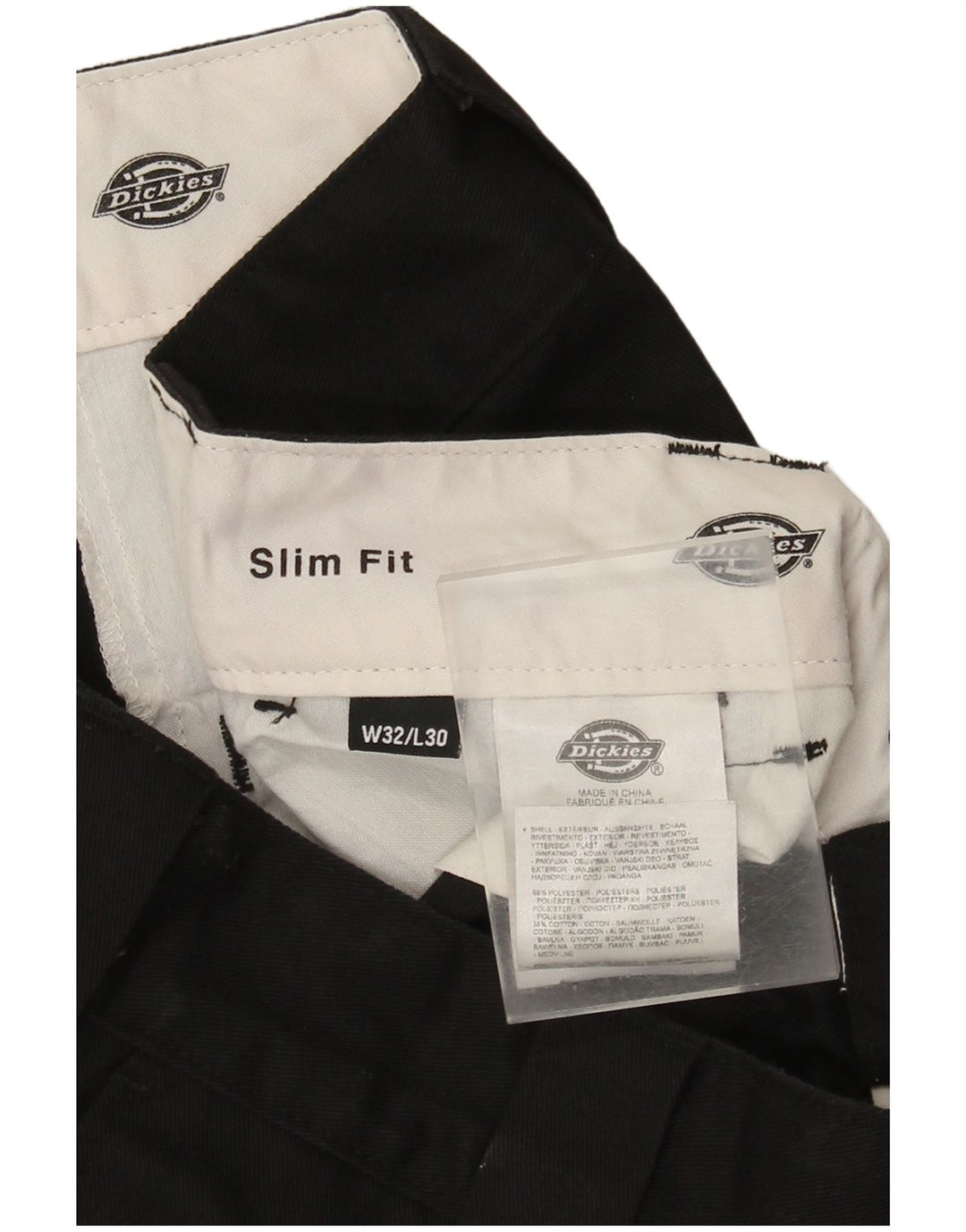 Calças Dickies masculinas Slim Fit Chino W32 L27 poliéster preto