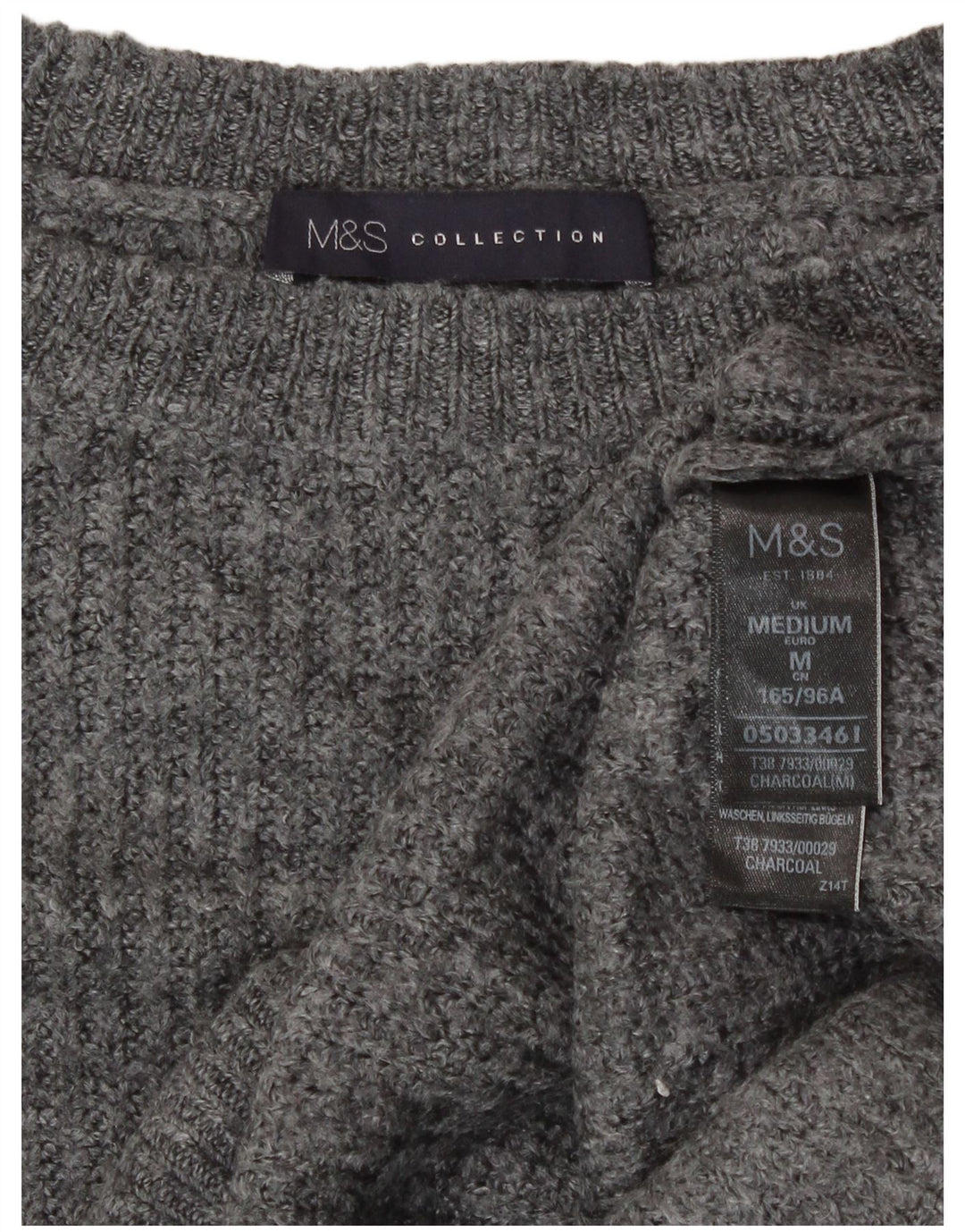 Suéter feminino Marks & Spencer com gola canoa Reino Unido 14 cinza médio manchado