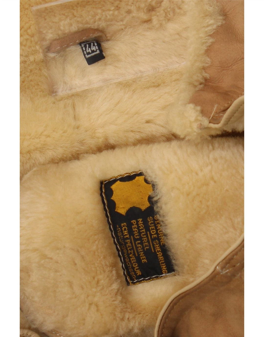 Casaco feminino vintage de shearling IT 44 Shearling bege médio