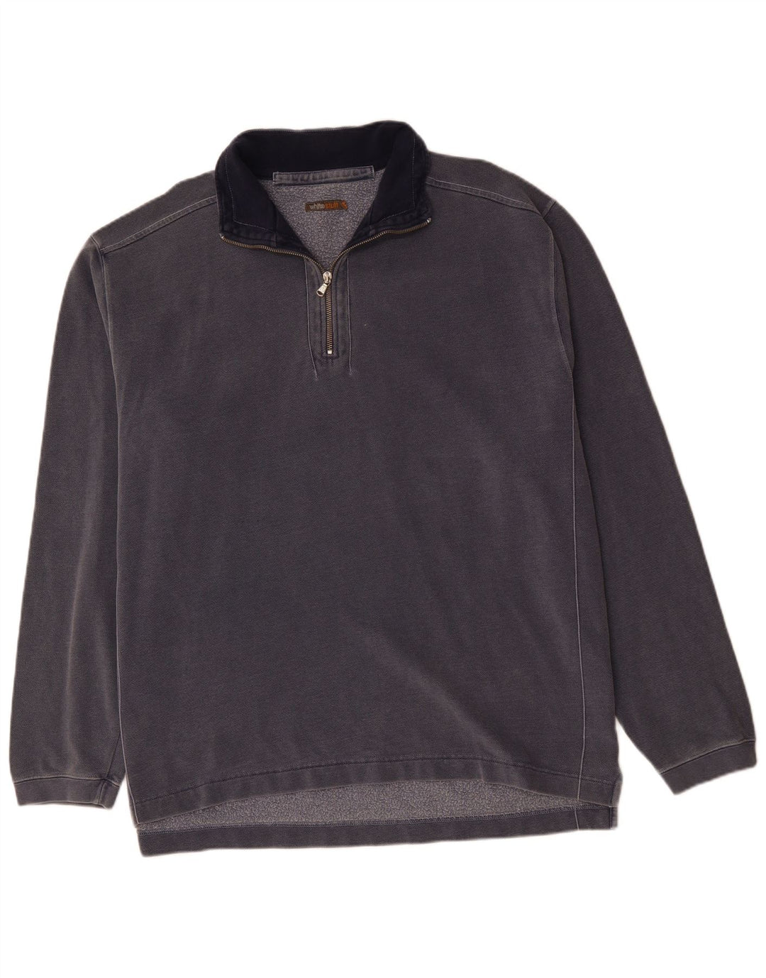 WHITE STUFF Suéter masculino com zíper e gola 2XL algodão azul marinho