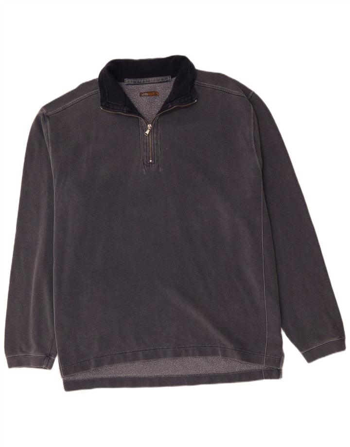 WHITE STUFF Suéter masculino com zíper e gola 2XL algodão azul marinho