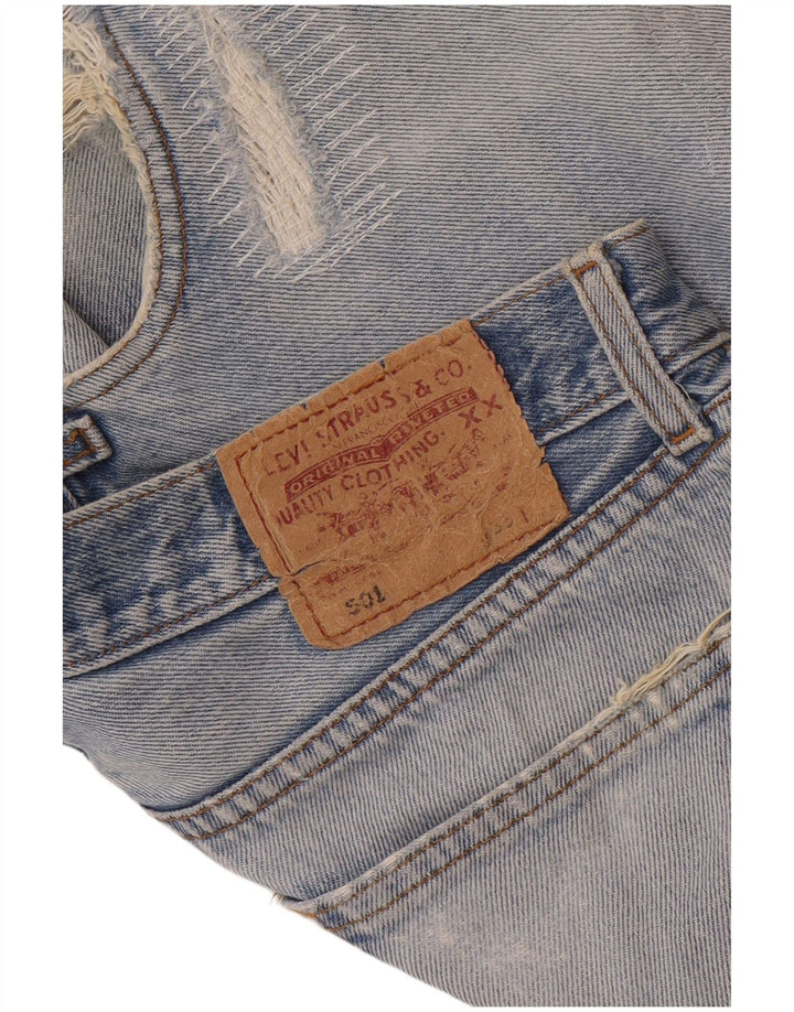Shorts jeans feminino Levi's 501 desgastado W33 azul médio