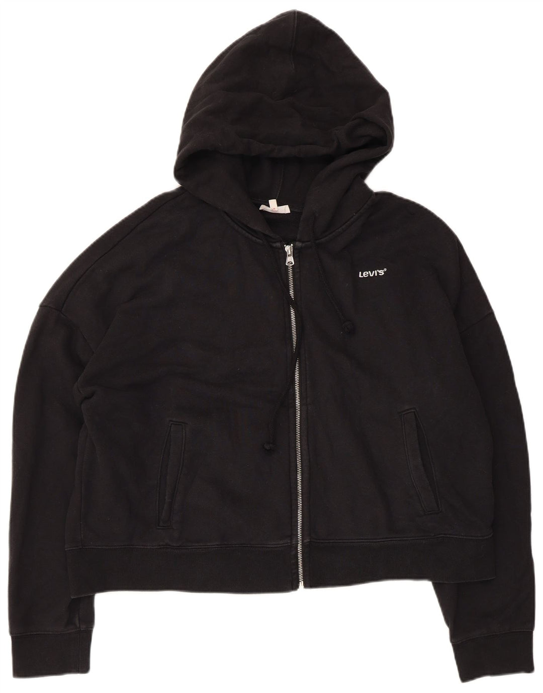 Suéter feminino Levi's com capuz e zíper oversized UK 16 grande preto
