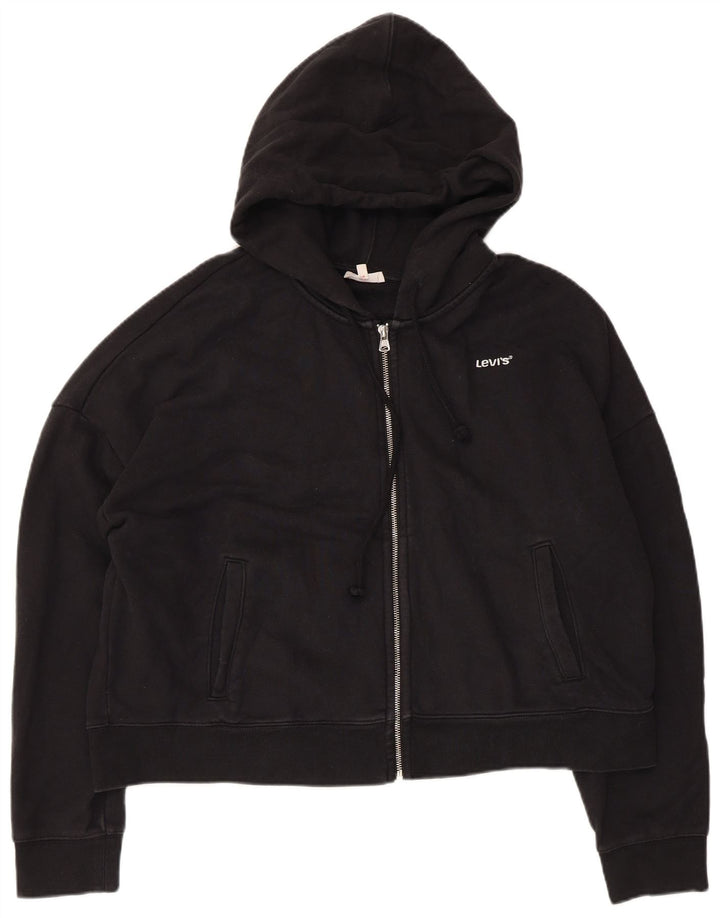 Suéter feminino Levi's com capuz e zíper oversized UK 16 grande preto