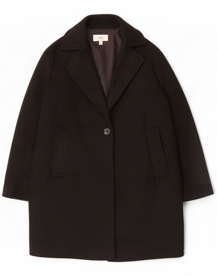 Sobretudo feminino Marks & Spencer grande tamanho UK 10 pequeno poliéster preto