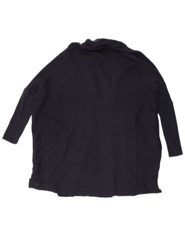 Zara Suéter cardigã feminino aberto manga 3/4 Reino Unido 14 médio azul marinho manchado