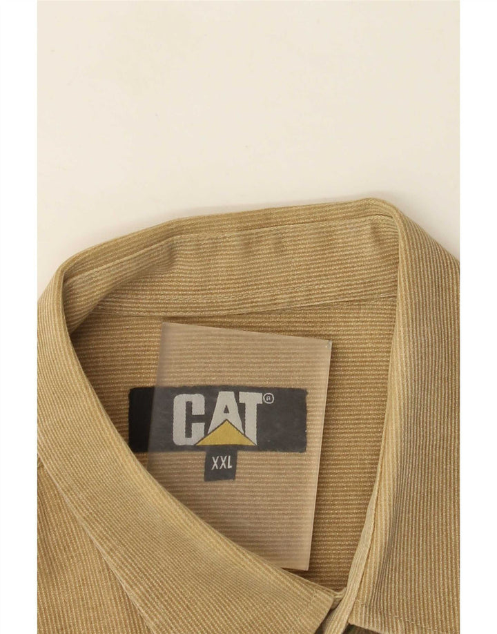 Camisa masculina CAT 2XL risca de giz bege