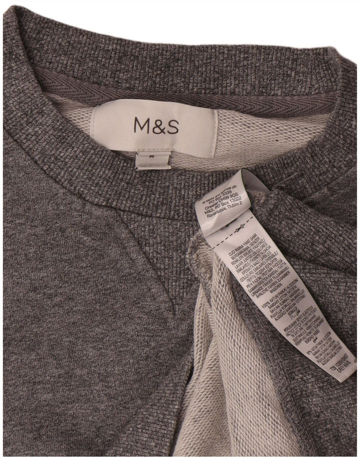 Suéter masculino Marks & Spencer de algodão manchado cinza médio