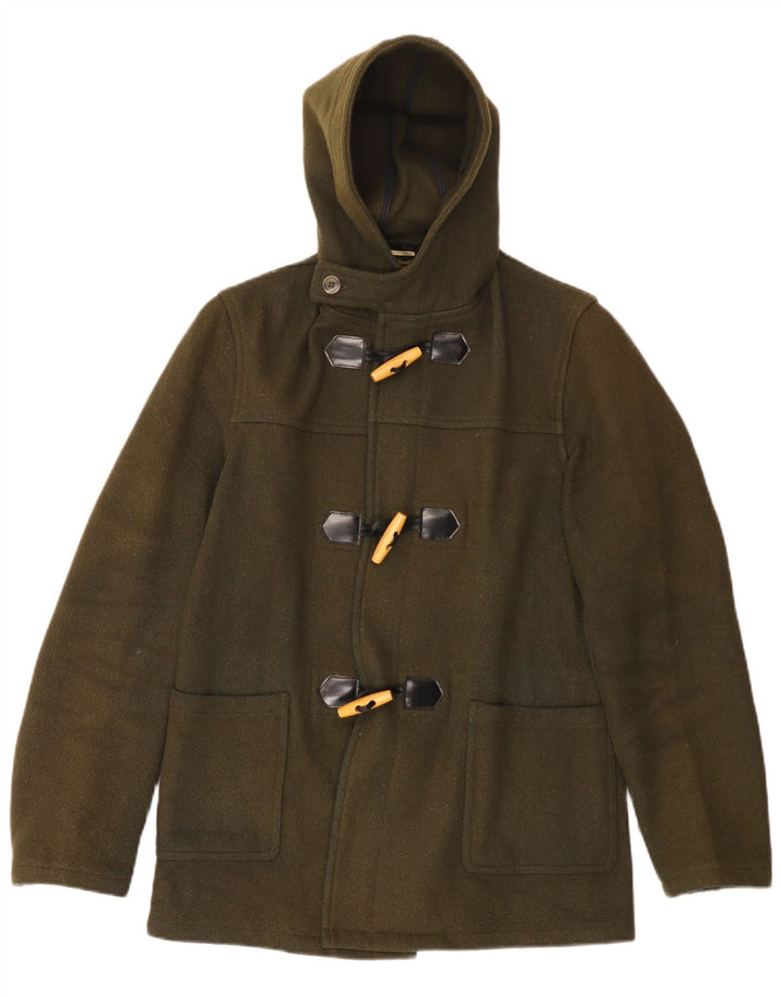 Jaqueta masculina vintage com capuz e lã cáqui média UK 38