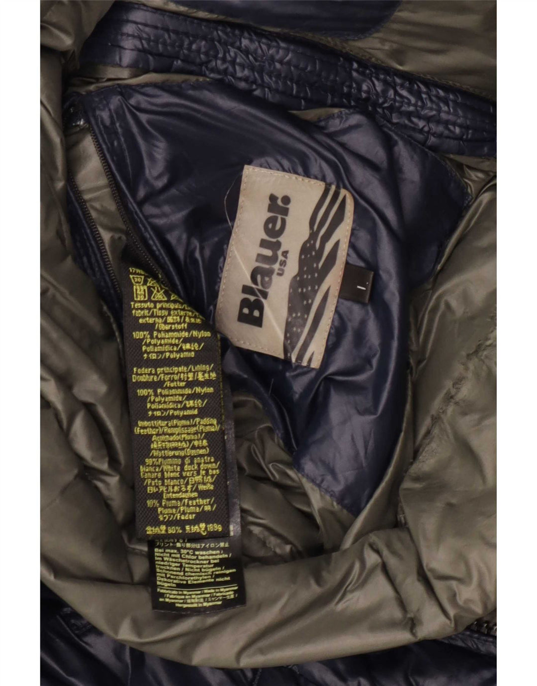 Jaqueta masculina acolchoada com capuz Blauer UK 40 grande poliamida azul marinho