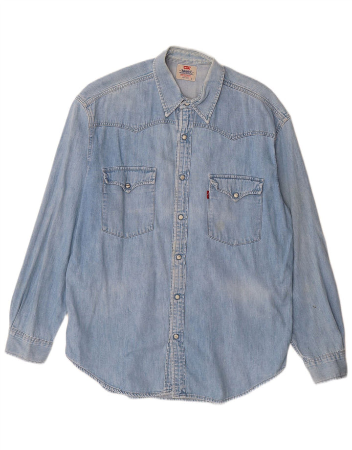 Camisa jeans masculina Levi's grande algodão azul