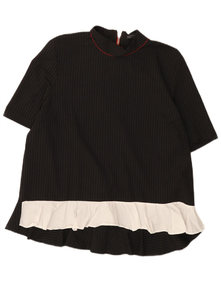 Blusa feminina Zara UK 14 poliéster colorblock preto médio
