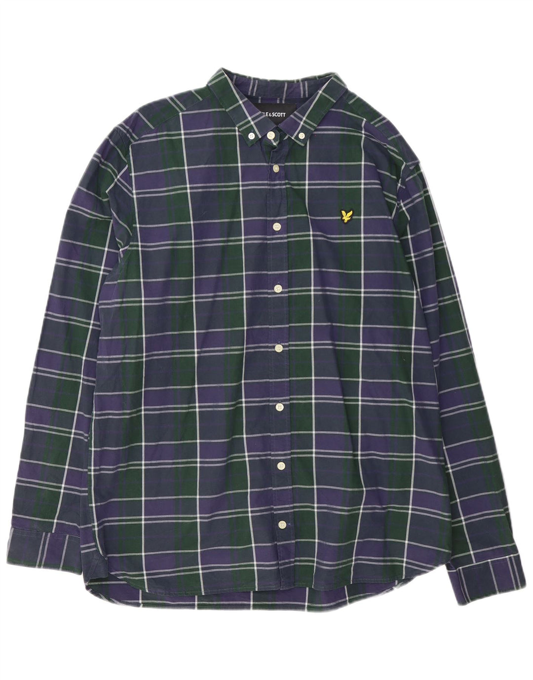 Camisa masculina Lyle & Scott 2XL algodão xadrez azul marinho