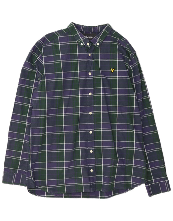 Camisa masculina Lyle & Scott 2XL algodão xadrez azul marinho