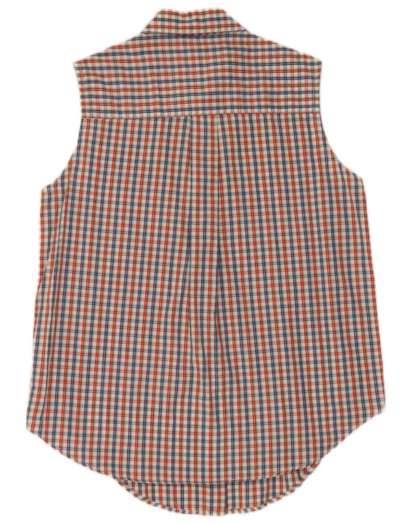 Camisa feminina vintage sem mangas UK 16 grande xadrez multicolorido