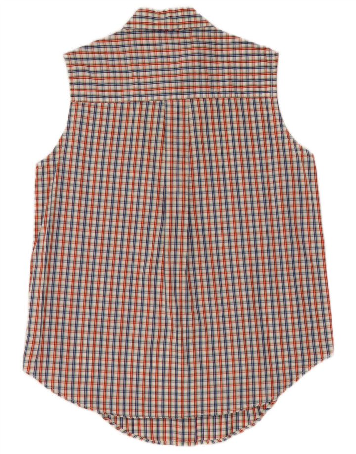 Camisa feminina vintage sem mangas UK 16 grande xadrez multicolorido