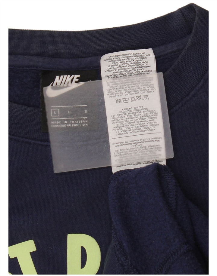 Moletom gráfico masculino Nike Jumper grande algodão azul marinho