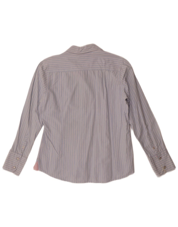 Camisa feminina Crew Clothing UK 14 grande algodão listrado azul