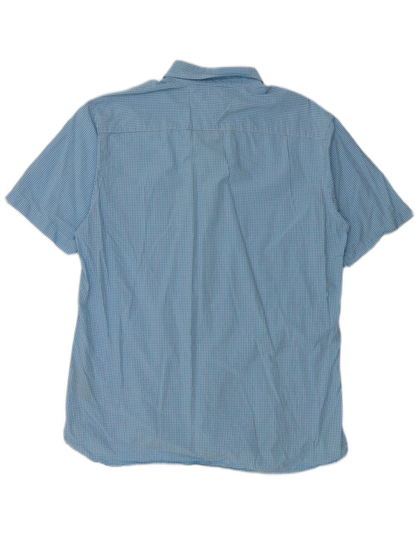 Camisa masculina Tommy Hilfiger de manga curta com ajuste personalizado grande algodão guingão azul