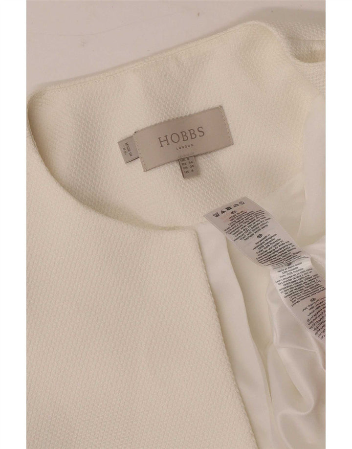 Jaqueta bolero feminina Hobbs manga 3/4 aberta Reino Unido 8 poliéster branco pequeno
