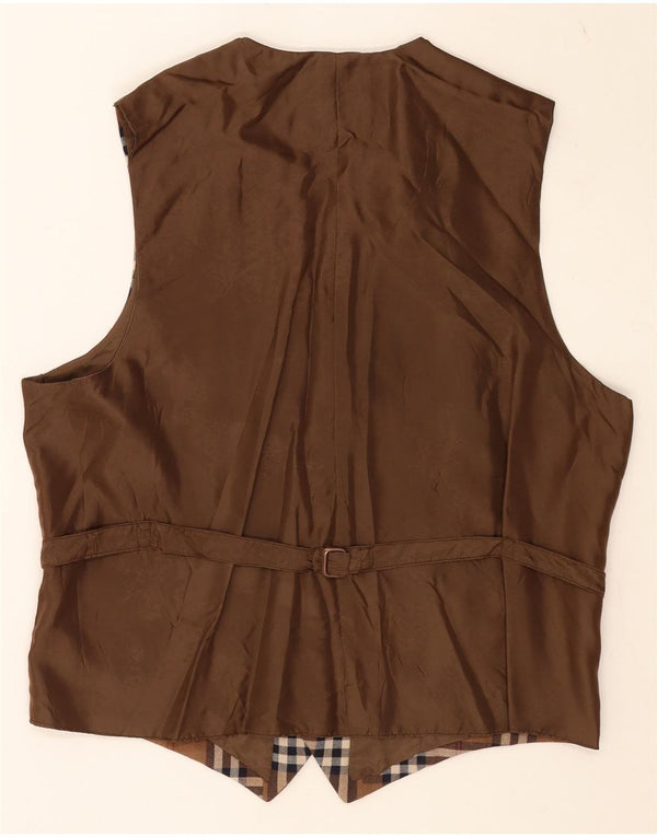 Colete vintage masculino médio xadrez marrom
